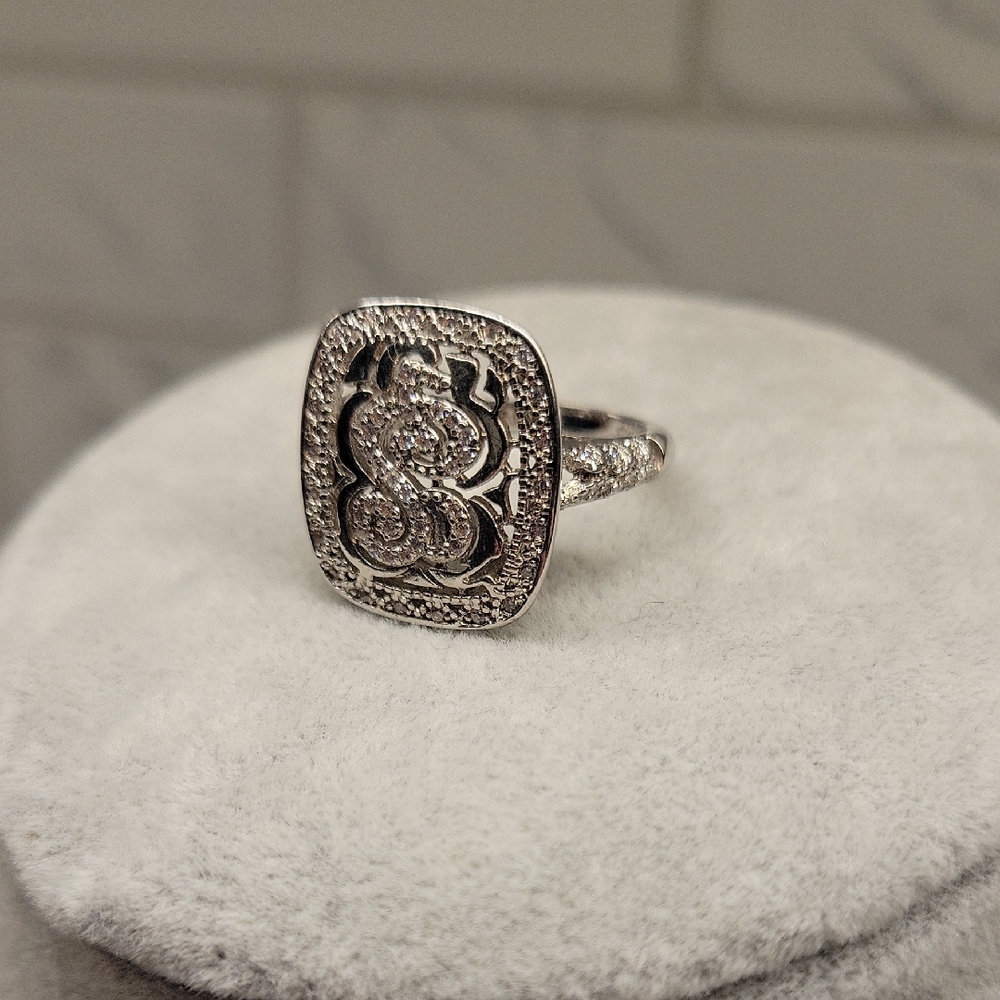 Bold Silver 925 Bling Ring Size 7.5